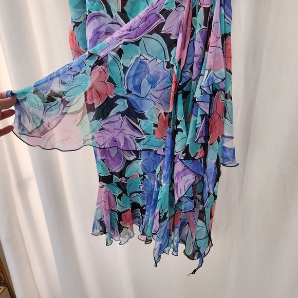 Pat Richards By Michael Maielleo Dress Size S Pastel Floral Flowy Whimsy Vtg USA - Picture 4 of 10